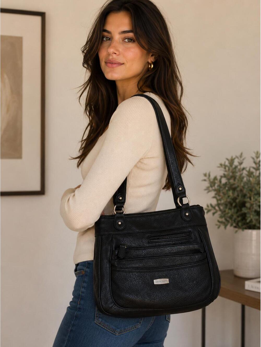 Alfred dunner black leather shoulder bag